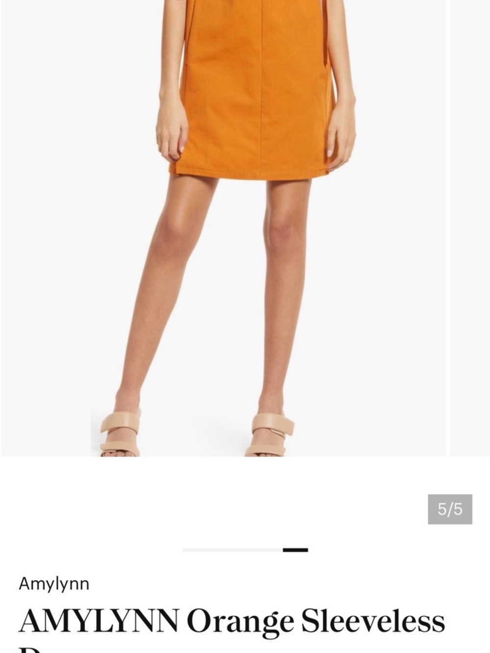 Cotten Amylynn Orange Mini Dress S Sleeveless V-Neck Pockets Bold Summer Pop